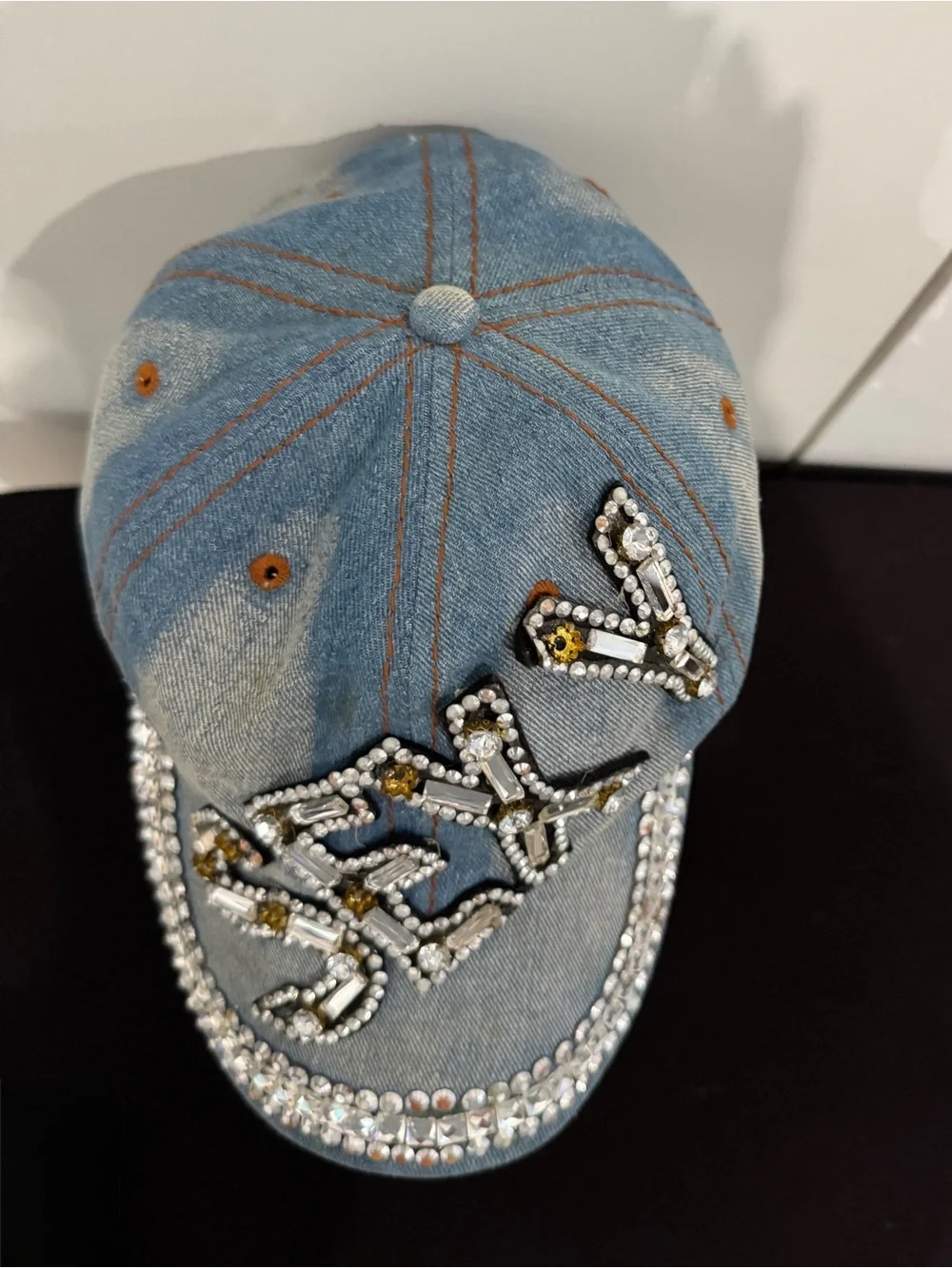 Denim Rhinestone Embellished SEXY Baseball Cap